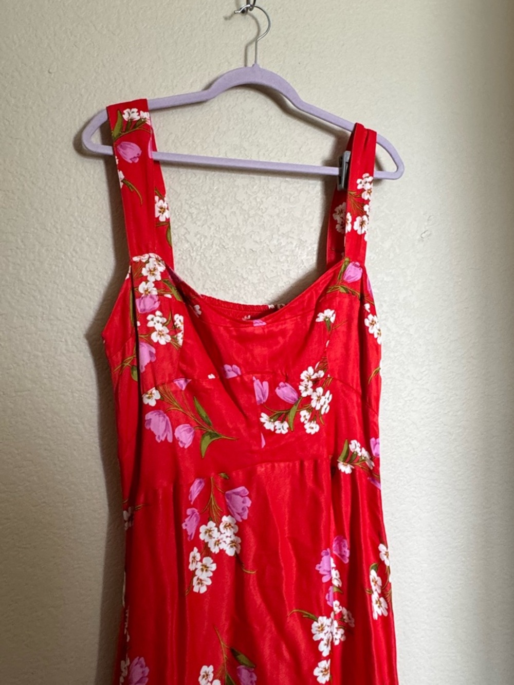 Anthropologie Maeve The Jocelyn Sleeveless Slip Midi Dress Sz XL Red Floral - Picture 5 of 11